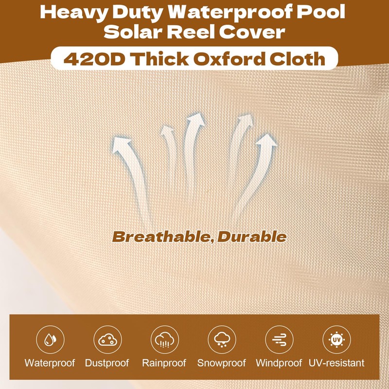 Pool Solar Reel Cover, 16 Ft Waterproof Swimming Pool Blanket