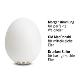 PiepEi Classic White - Singing Egg Timer for Cooking with - Egg Cooker for 3 Hardness Levels - Beep Egg with 3 Melodies - Funny Cooking Egg - Music Egg Timer - Brainstream