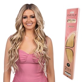 Everly Clip in - 7 piece Remy human hair seamless silicone weft clip in with butterfly clipin technology - EVERLY (18 Inch, 27/16/613)