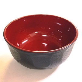 JapanStyle Japanese Donburi Round Rice Bowl Dia.14.8×7.4cm 96g [Black x Vermilion ] x 2 pcs