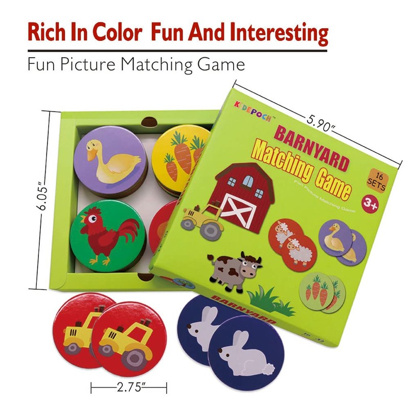 KiDEPOCH Memory Match Game – 16 Matching Pairs Preschool Memory