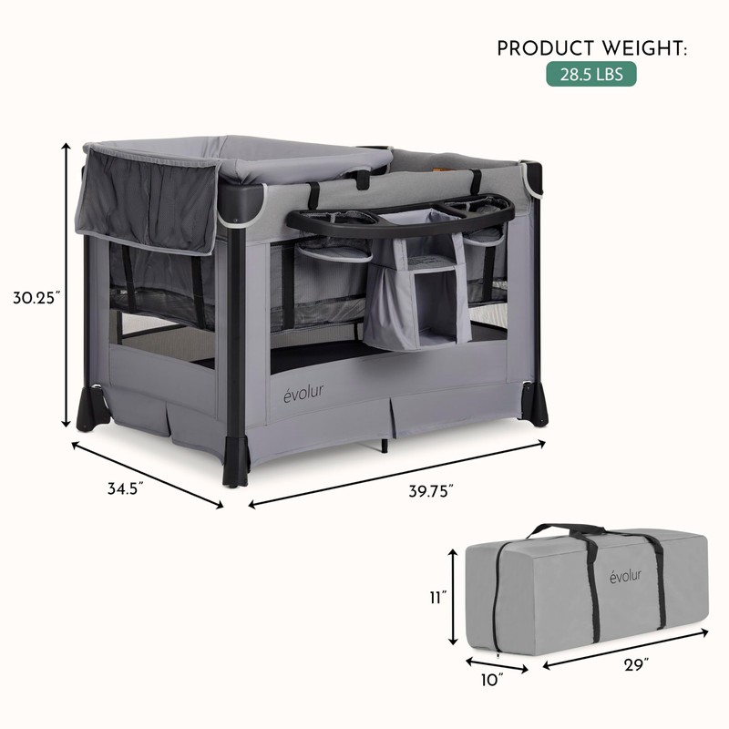 Evolur Cozy Cove All-in-One Portable Playard with Bassinet & Changing