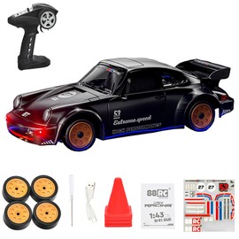 NBJIALIN RC Drift Car - 1/43 Mini Rc Drift Cars with Gyroscope,2.4Ghz Full Proportional Alloy Remote Control Car,4WD Hight Speed RC Cars with LED Lights for Rc Toys Gifts (Black)