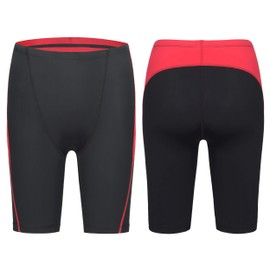 MIVEI Boys Swim Jammers - Youth Competitive Swim Racing Team Swimming Shorts Swimsuit Trunks Bathing Suit Quick Dry UPF 50+ Black/Red