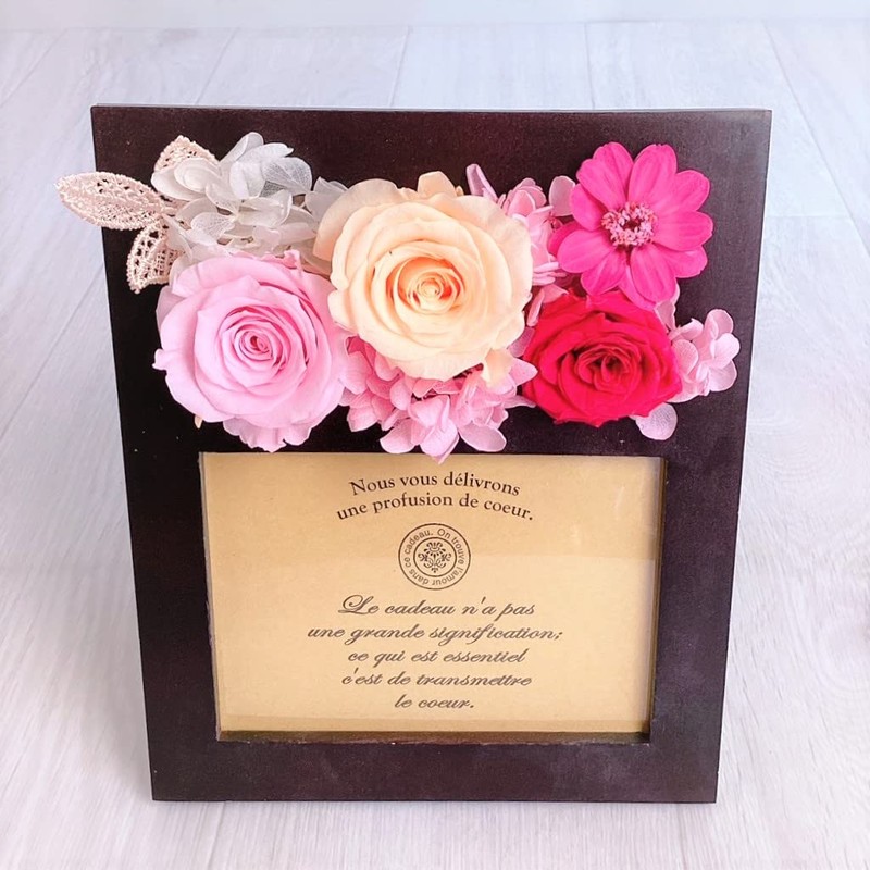 Takaoka Hanakin Preserved Flower Wood Box Photo Frame Luxury Preserved