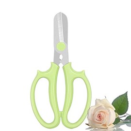 Leize Flower Scissors, Premium Multi-Function Stainless Steel Floral Shears, Thickened Pruner for Flowers, Branches and Leaves (Light Green)