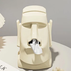 MapleFrost Moai Easter Island Statue Tissue Box Cover, Decorative Facial Tissue Holder, Multi Functional Glasses and Headphone Holder