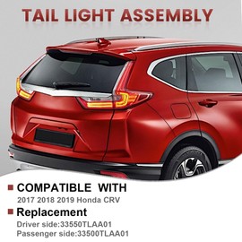 LED Tail Lights Assembly Compatible with 2017 2018 2019 Honda CRV,Right Passenger Side Rear Light Taillights Replacement # 33500-TLA-A01