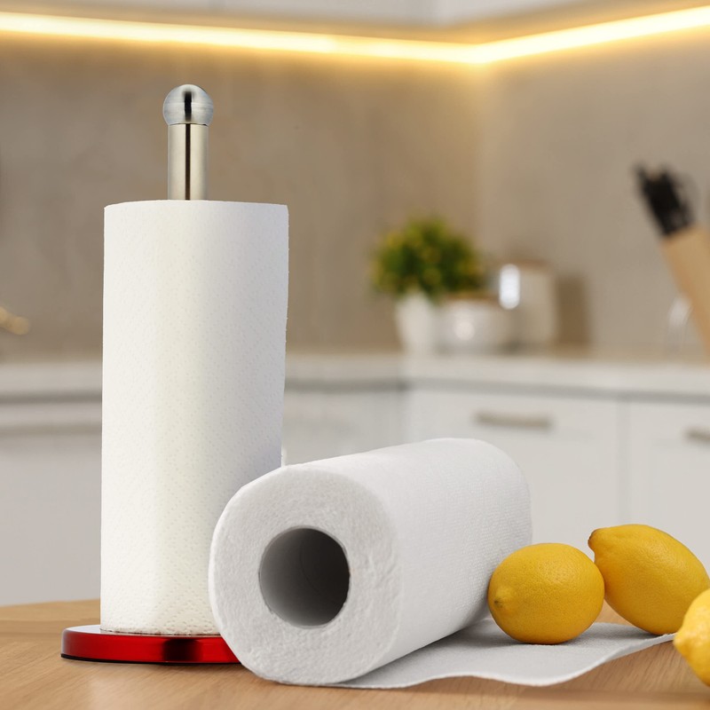 Relaxdays Standing Kitchen Roll Holder, Stainless Steel, Paper Roll Holder