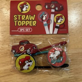 Buc-ee's Straw Topper 3 piece set - New in Package - Red Truck, Logo