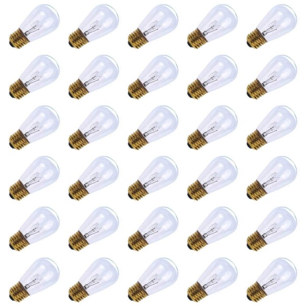 30 Pack S14 Clear Bulbs 11 Watt Warm Replacement Incandescent Glass Light Bulbs with E26 Medium Base for Indoor and Outdoor Commercial Grade Outdoor Patio Vintage String Lights