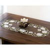 Beautiful White Magnolia Floral Design and Green Leaves Embroidered Cutwork