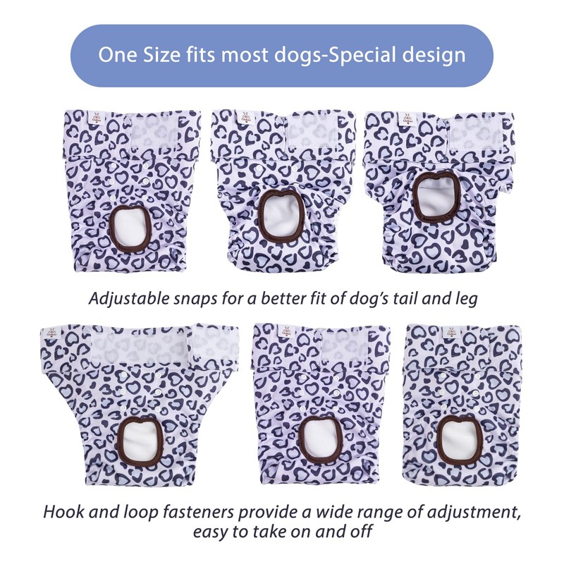 CuteBone Dog Nappies for Female Dogs, Pack of 3, Heart,