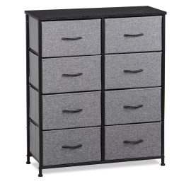 SEGAWE 8 Drawer Vertical Dresser Storage Tower Organizer Unit for Bedroom Entryway Grey