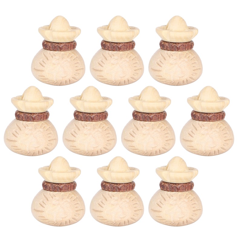 10Pcs Boxwood Carving Accessories Lucky Bag Boxwood Pendant DIY HandMade