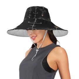 Wide Brim Sun Hat Women Sun Beach Visor Cap UV Protection Sun Moon Stars Witch for Sports Beach Golf Hiking Multi