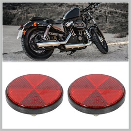 RATCHROLL Pair M6x1.0 Red Plastic Universal Screw Mount Reflective Warning Reflector for Motorcycle Bike Replacement Car Parts
