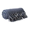 Gisela Graham Navy Blue Woven Cotton Throw Blanket