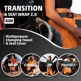 M Orange Mud Transition & Seat Wrap V2.0, Automotive Seat Cover, Changing Kilt, and Multipurpose Towel (Black)