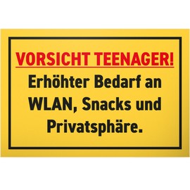 DankeDir! Teenager WLAN Sign 30 x 20 cm Boys & Girls Door Sign Teenager Saying Gift Idea Teenager's Room Door Decoration Teenagers Gift Idea Funny Birthday Room Decoration
