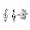 Sterling Silver Treble Clef Music Note Stud Earrings
