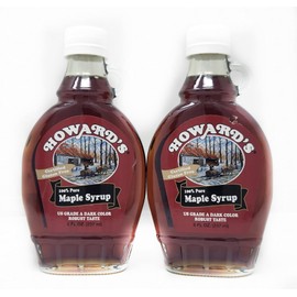 2 Pack of 100% Pure Maple Syrup 8oz Bottle Howards Gluten Free US Grade A Dark Color Robust Taste
