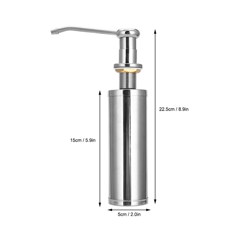 300ml Stainless Steel Soap Dispenser Liquid Detergent Hand Pump for