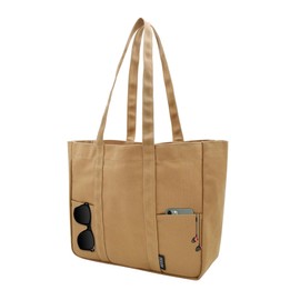 Women's Handbag Multi Bag Canvas Tote Bag Shopper for Books Travel Everyday School Work Shopping Bag with Zip, A-brown