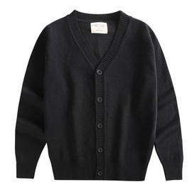 Rolanko School Cardigan, Kids' Clothing, Knit, Sweater, Unisex, Solid, Cold Protection, Everyday Uniform, 110-180, Black
