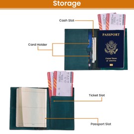 LEATHER VILLAGE Leather Passport Holder Cover – Travel Wallet with Card Slots, Vintage Passport Case for Men & Women – Cute Organizer for Travel Accessories & Documents - Turquoise