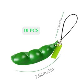 Spldsun Pack of 10 Key Chain Pendants, Cute Squeeze Bean Keyrings, Interesting Device, Can Be Used as a Keychain and Relieve Stress, Green