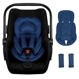 Infant Car Seat Insert for Newborn Girls Boys, Summer Mesh Baby Carseat Inserts with Strap Pads, Soft Reversible Baby Car Seat Insert Cushion Pad for Stroller, Bouncer, Swing, High Chair, Blue