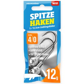 Lieblingsköder Pointed Hooks Size 4/0 Jig Heads - 2 Jig Hooks, Weight: 12g
