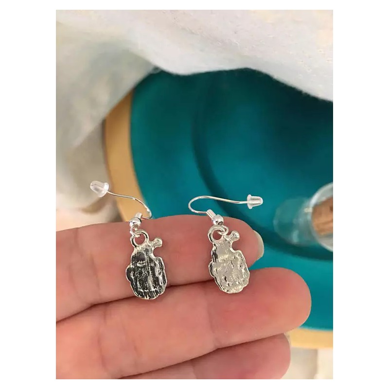 Santa Clause Earrings Enamel Dangle Wire Hook Silver Alloy Old