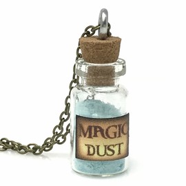 UMBRELLALABORATORY Magical Pixie Necklace Steampunk Fire Kawaii Angel Jewelry Filled by Glow in The Dark Powder