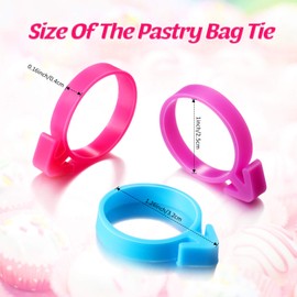 Patelai 120 Pieces Icing Bag Ties Silicone Decoration Piping Bag Ties for Cupcakes Cookies and Pastry(Rosy, Blue, Purple)