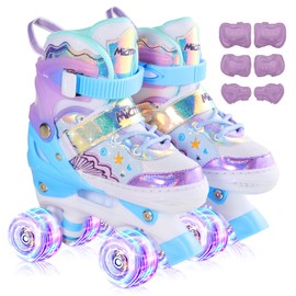 CELETOY Kids Roller Skates, Adjustable Size Girl Roller Skates for Kids Beginner, Toddlers Roller Skate with 8 Light Up Wheels, Outdoor Roller Skating for Boys, Girls, Skating Shoes for Ages 3-12