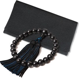 Fukushodo Prayer Beads [Kyoto Traditional Crafts Supervised by Funeral Professionals] Men's Prayer Beads for Funerals, Funerals, Black x Navy Blue +