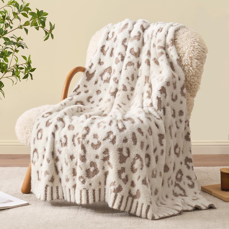 Leopard Luxury Faux Fur Blanket Twin Size for Bed Sofa,Ultra