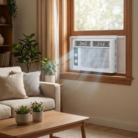Takywep 5,000 BTU Window Air Conditioner, 3-in-1 Cooling, Cools Up to 200 Sq. Ft, Energy Efficient, 3 Fan Speeds, Dehumidifier, Washable Filter, for Bedroom, Apartment, Office