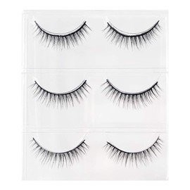 Musegetes 3D False Eyelashes Popular Black Natural Axis Soft Core Premium Fiber Hand Made A Natural Fluffy Long Soft Reusable 3 Pairs H1