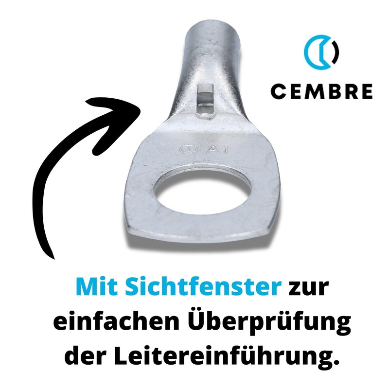 Cembre A1-M8 Tube Cable Lug 4-6 mm² M8 Uninsulated Tin-Plated