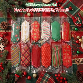 Yokodaza 12 Pcs Large Christmas Bows for Gift Wrapping, 5 inch Double-Sided Xmas