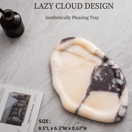 Luxurious Natural Calacatta Viola Marble Tray, Jewelry Dish Trinket Dish for Genuine Marble Stone Tray for Home Décor Bathroom/Kitchen/Vanity/Dresser. (White)