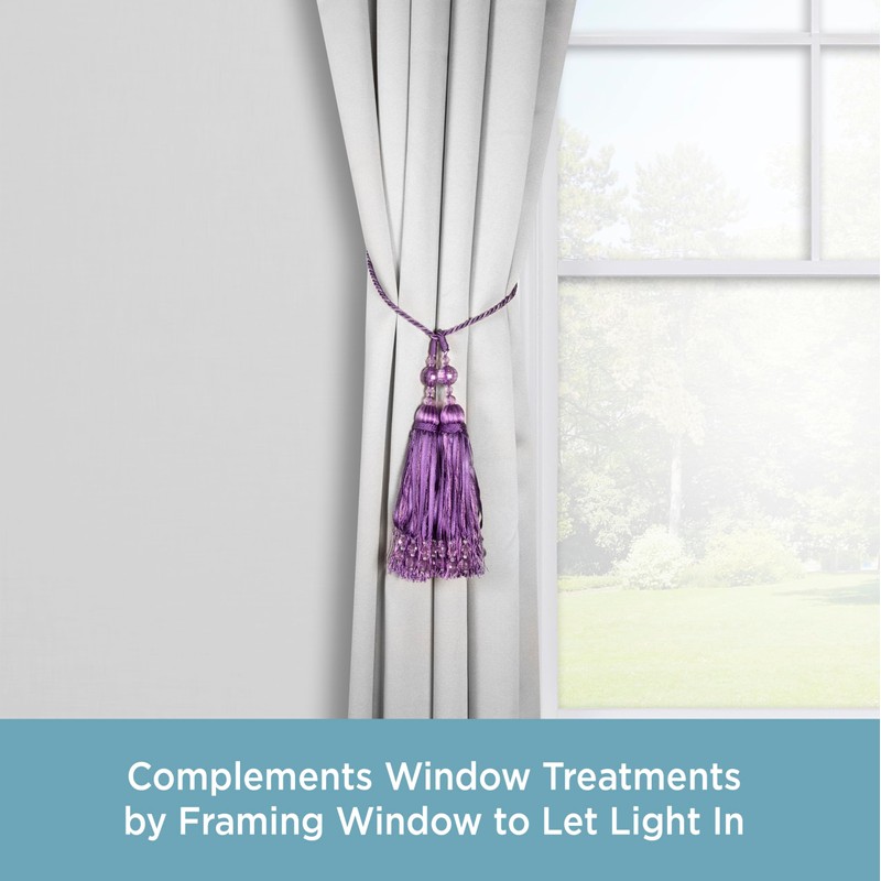 Kenney 99850 Tweener Jeweled Tassel Rope Window Curtain Tieback, Purple