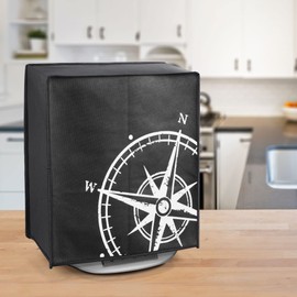 kwmobile Case Compatible with Thermomix TM5 / TM6 - Food Processor Cover - White / Black Compass Vintage