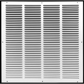 HVAC Premium 20'' x 20'' [Duct Opening] Flat Stamped Steel Return Air Grille - Sidewall and Ceiling - HVAC Vent Duct Cover - White [Outer Dimensions: 21.75''w X 21.75''h]