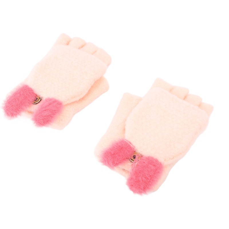 USB Heated Knitted Flap Gloves Half Finger 5V Winter Heating