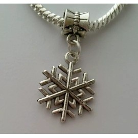 Handmade Christmas Snowflake Holiday Snow Charm Pendant For European Bracelet Necklace