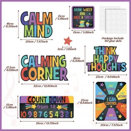 Calm Down Corner Bulletin Board Set for Classroom Decoration Feelings Chart with Calming Poster Mental Health Feeling Management Poster for Kindergarten Emotions Poster Decor School (Dark Colors)
